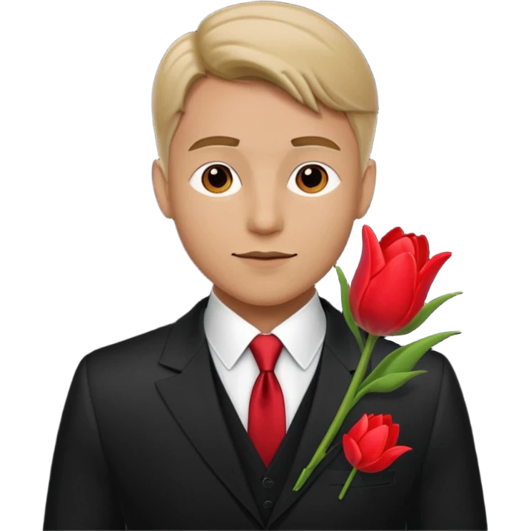 man with tulip in his suit pocket emoji