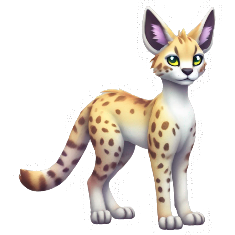 Cute Kawaii Epic Ethereal Sparkly Colorful Sergal-Serval-Caracal-Vernid full body emoji