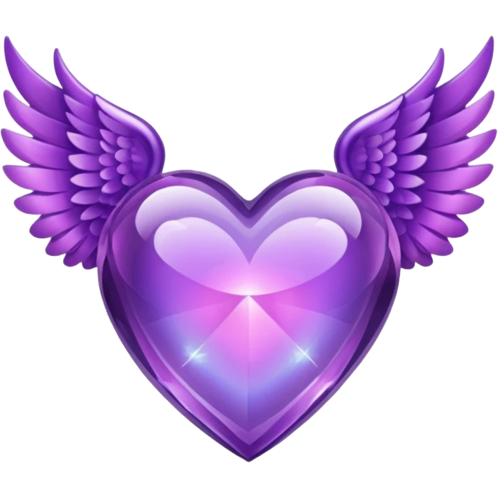 Purple crystal heart with wings emoji