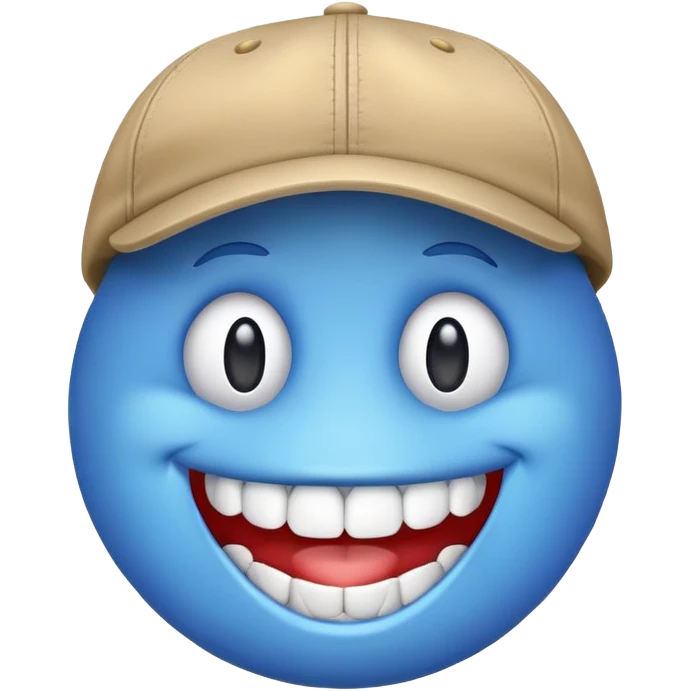 Blue emoji with teeth to with cap  emoji