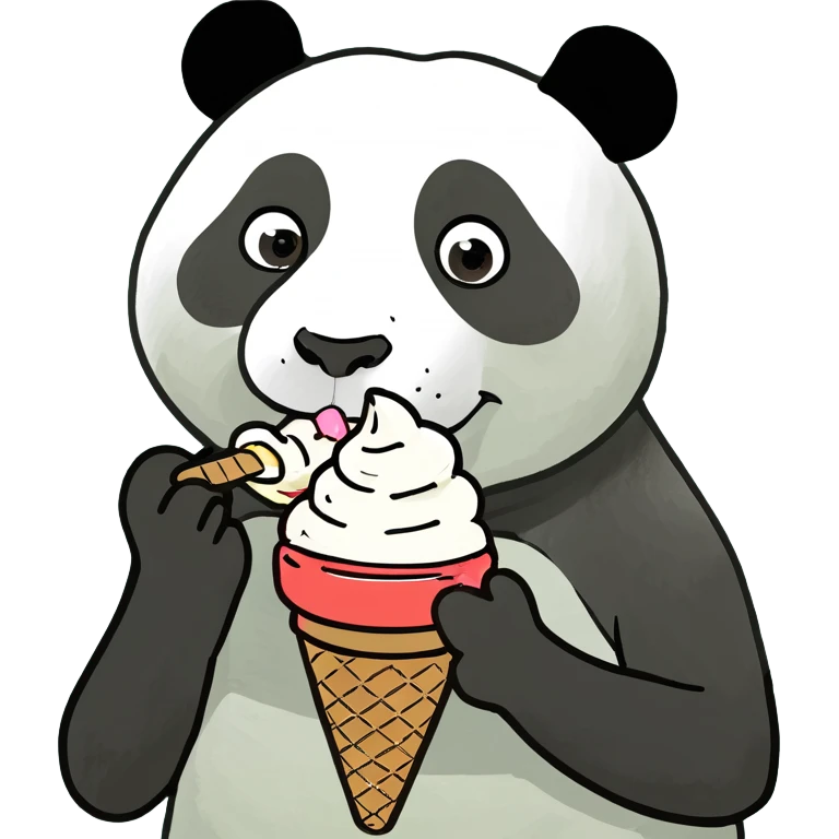 Panda eating ice cream emoji