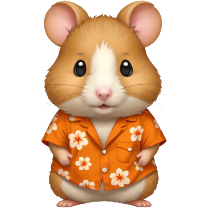 hamster, wearing orange aloha shirt. emoji