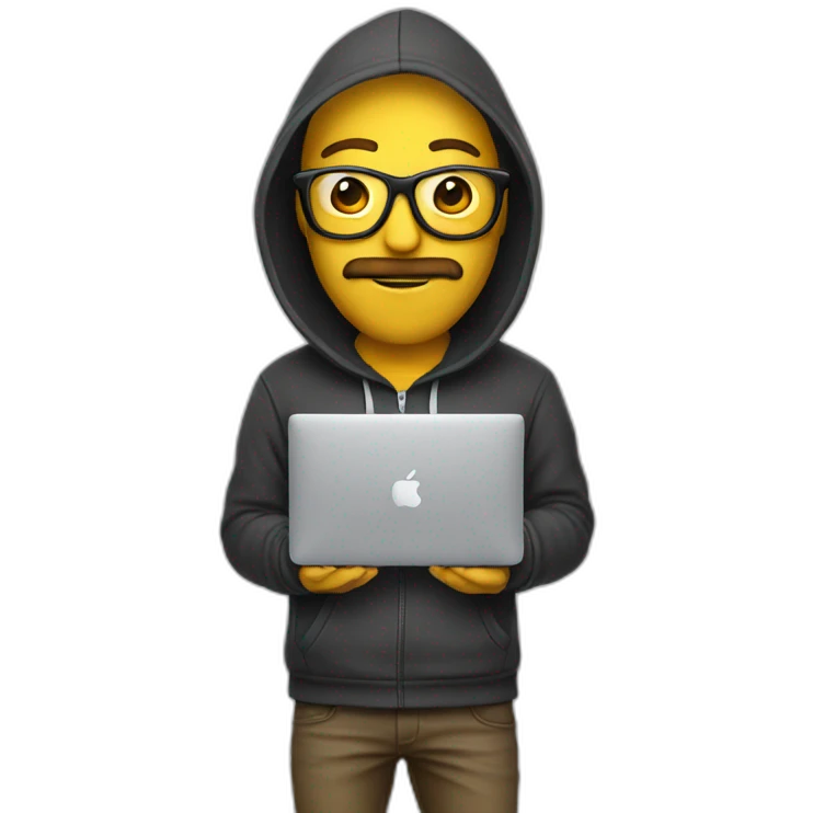 hipster with hoodie and a macbook emoji
