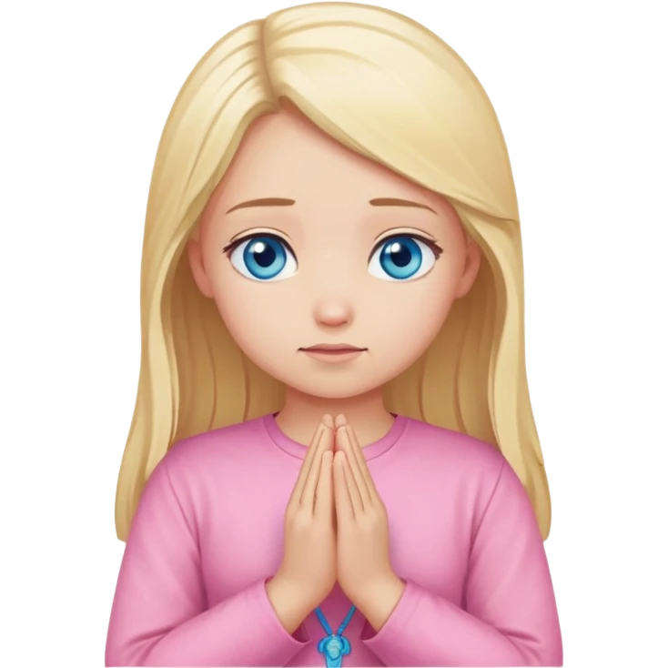Blonde girl blue eyes praying pink shirt emoji