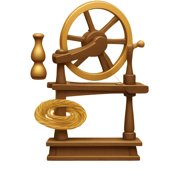 Spinning wheel with golden thread emoji
