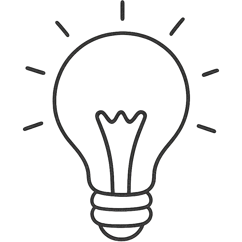 bulb icon, hand drawn outline, sketchy and informal emoji