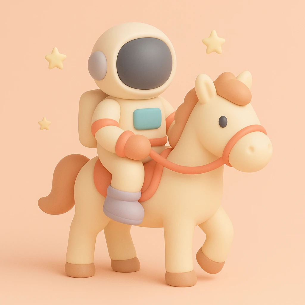 astronaut on horseback with stars in background emoji