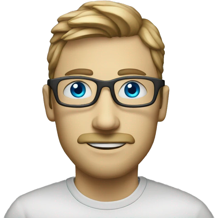 programmer on with pc and he is secret, white , blue eyes,  emoji