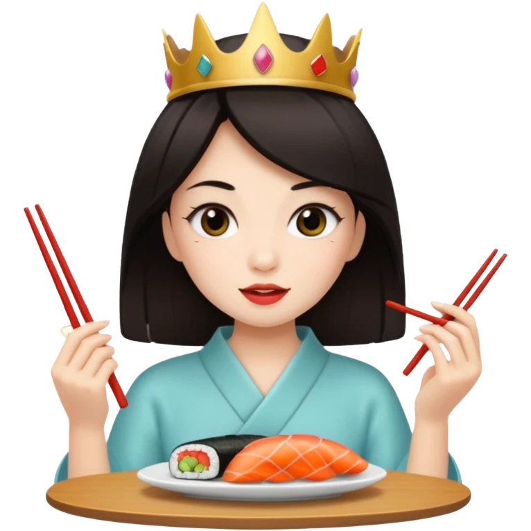 czarnowłosa ksieżniczka je sushi emoji