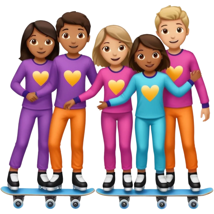 skating rink sleepover with teen boys & girls skin color brown and tan emoji