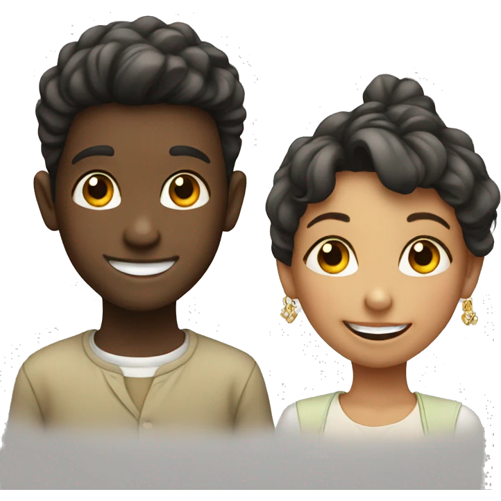 smiling boy and girl with earrings emoji