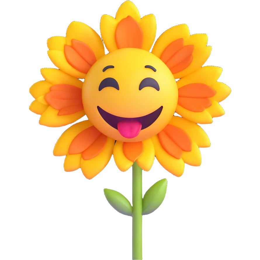 wilted flower, 3D emoji style emoji