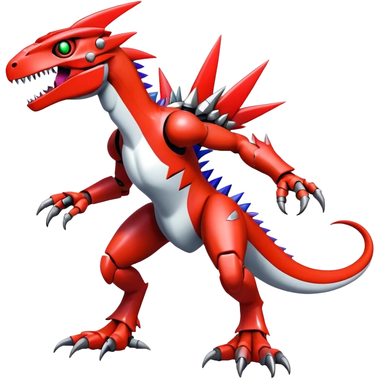 Spiky Cool Edgy Futuristic shiny colorful Digimon-Fakemon-Guilmon-Velociraptor-Mecha full body emoji