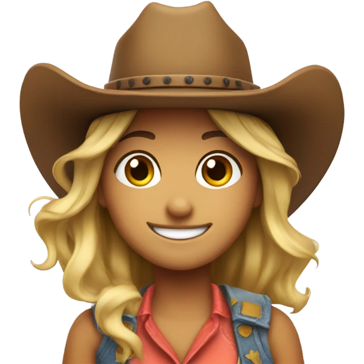 smiling girl in cowboy hat emoji