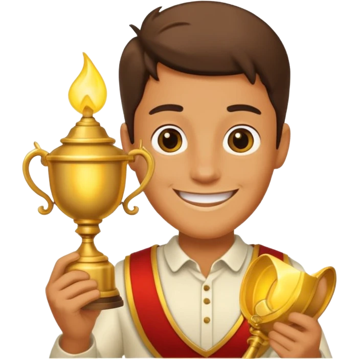 A cartoon character holding a lamp emoji