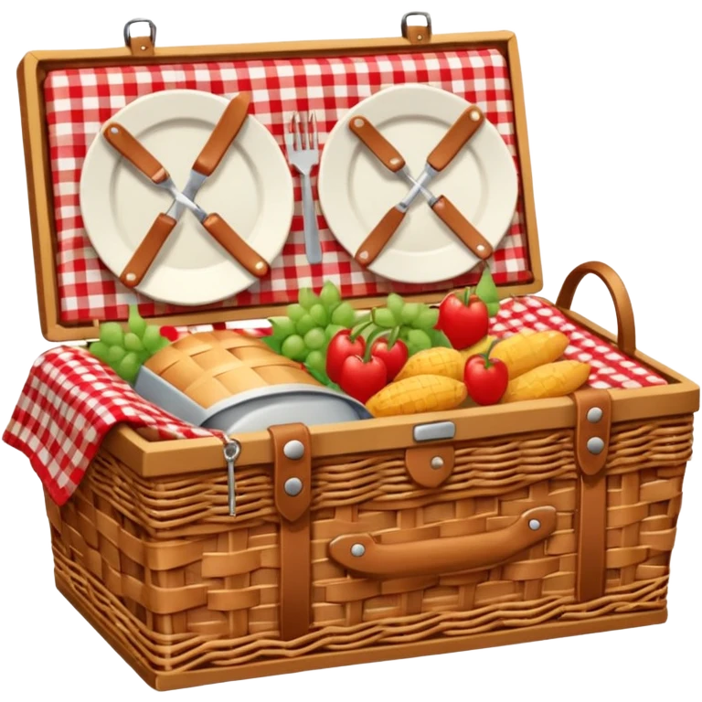 A picnic basket was filled with food emoji