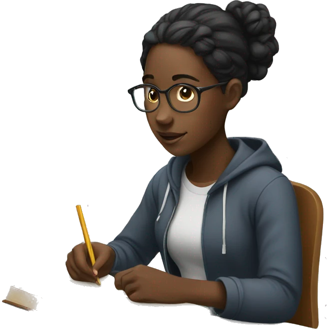 black girl studying emoji