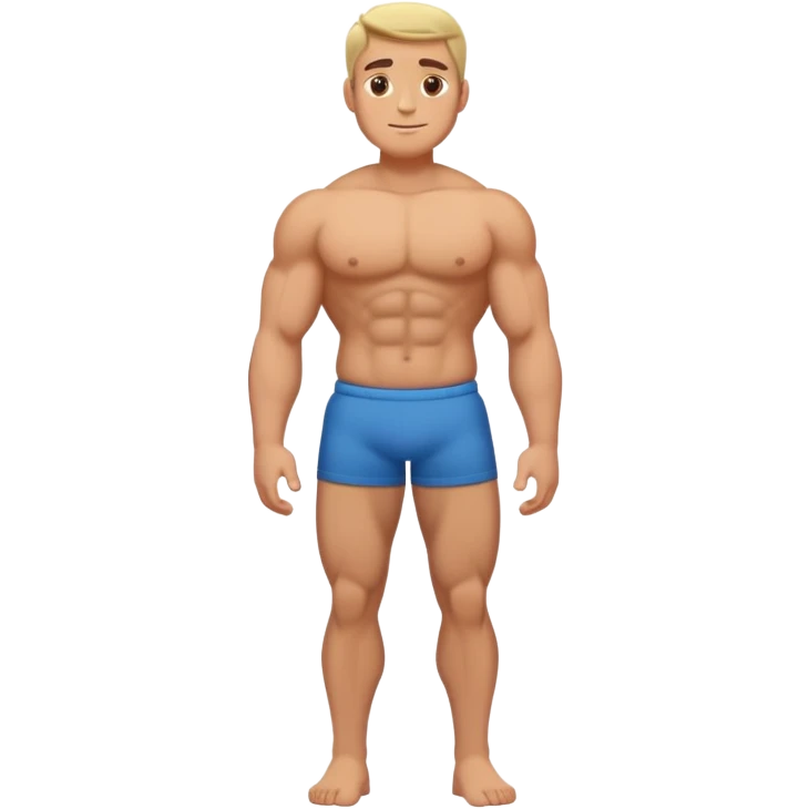 full body bulky male figure standing, muscular build, broad shoulders, not too overweight but not skinny emoji
