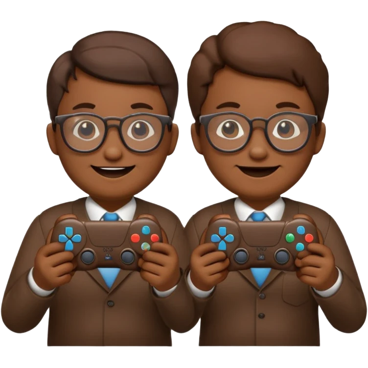 Two poops emojis wearing glasses and each on holding ps5 controller emoji