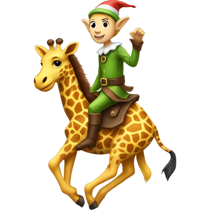 elf riding giraffe  emoji
