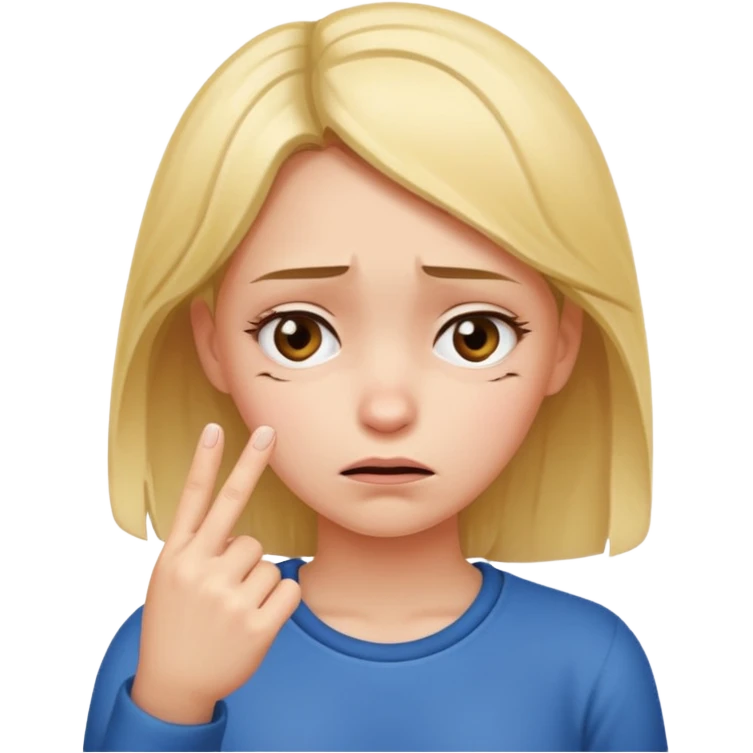Girl with a distraught expression pointing her two fingers together looking down emoji