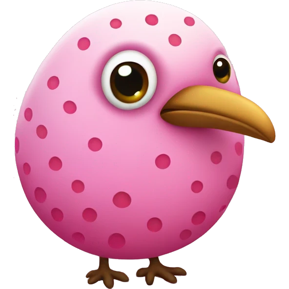 A Pink Kiwi Bird with colored dots  emoji