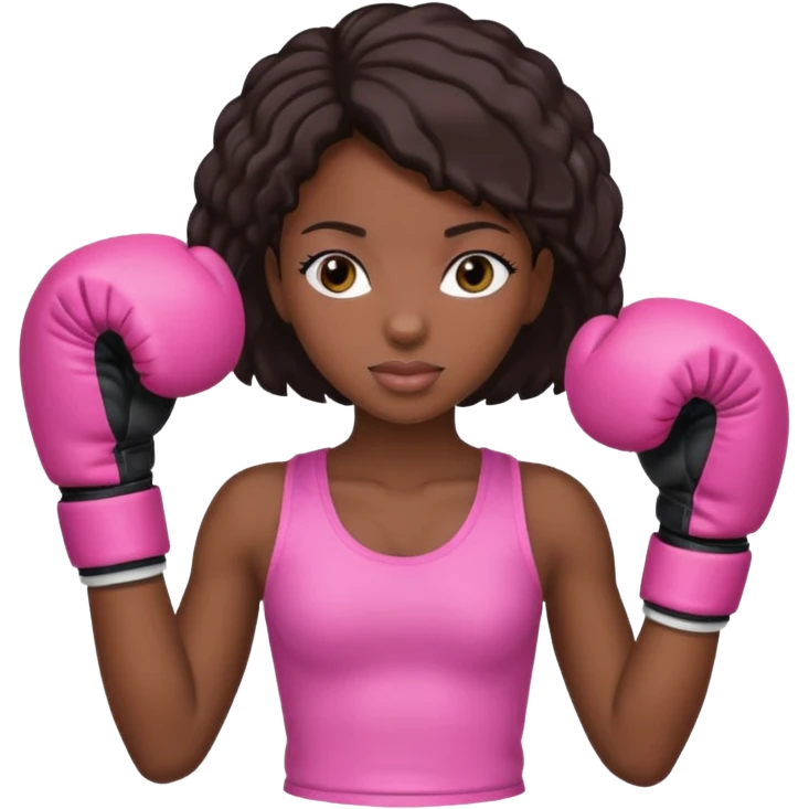 black girl wearing pink boxing gloves emoji