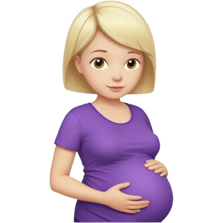 pregnant female with  very short hair, purple shirt, abdomen-head-neck, blonds emoji