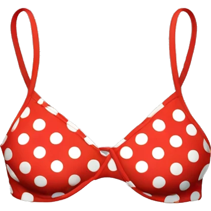 Red with white polka dot bikini top emoji