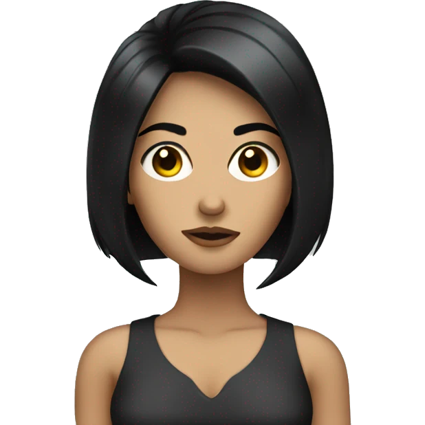 Lady with black hair that looks mean emoji