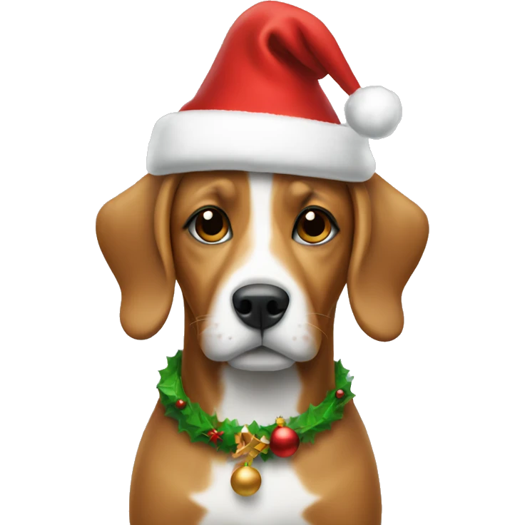 dog wearing a christmas hat emoji