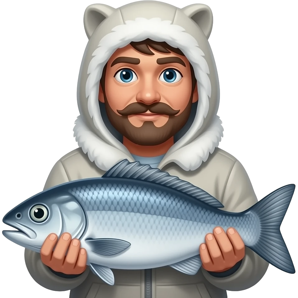 Arctic human holding fish emoji