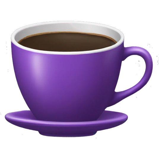 A purple coffee cup with coffee emoji