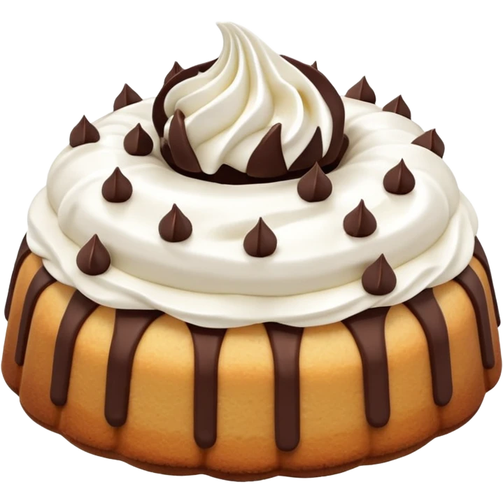 Mini vanilla Bundt cake with chocolate chips and whipped cream emoji