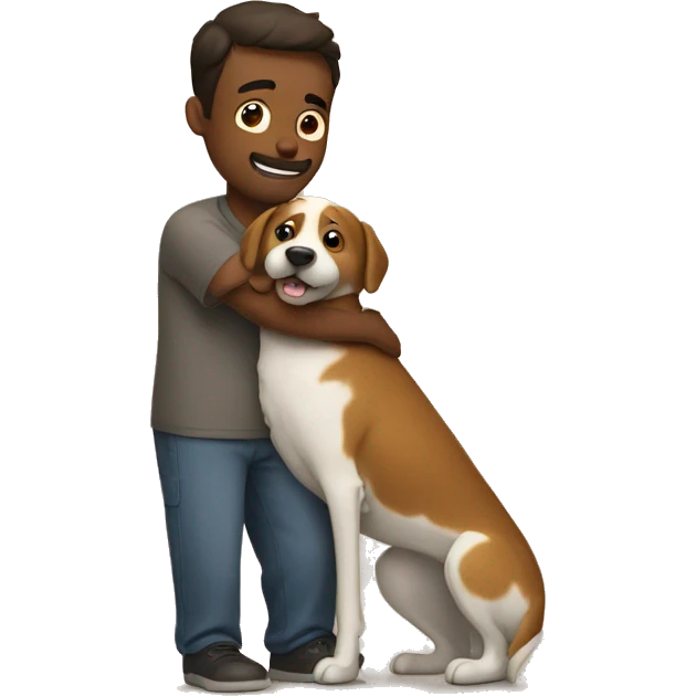 Dog hugs man emoji
