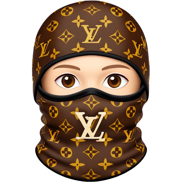 luxury Louis Vuitton ski mask with brown LV monogram pattern emoji