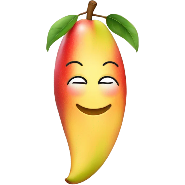 Apple Mango Emoji with closed eyes, nose, and close mouth emoji