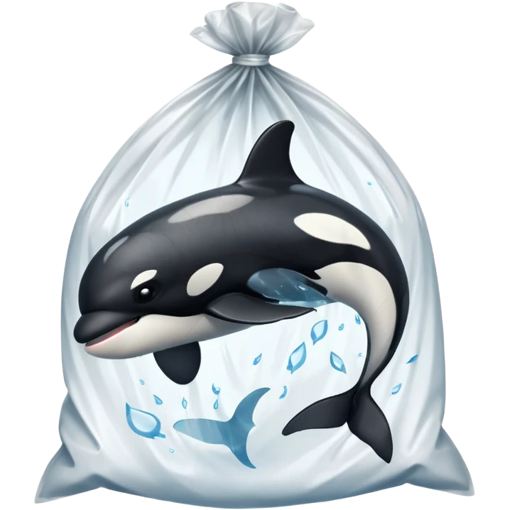 orca stuck in plastic waste bag emoji
