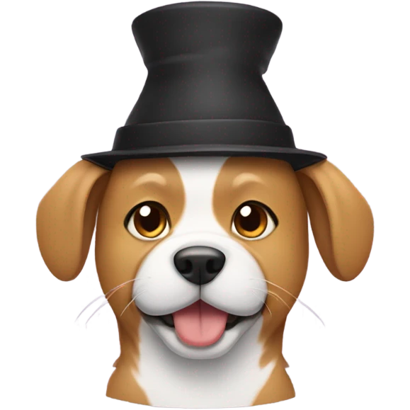 Dog wearing a cat hat emoji