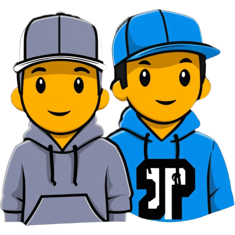 the Beastie Boys wearing hats with the Shopify logo emoji