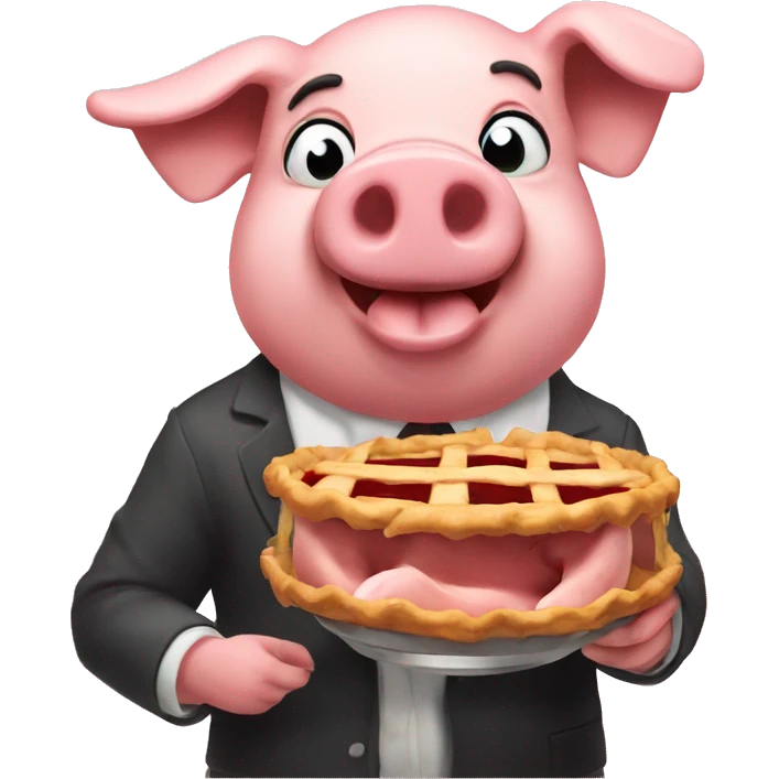 Pig eating a pie and the pie is all over him emoji