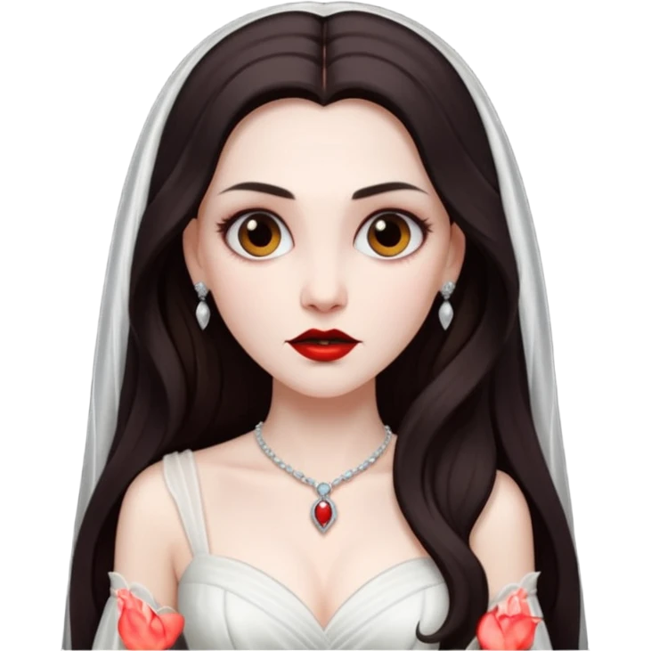 Bride of Dracula with long dark brown hair emoji