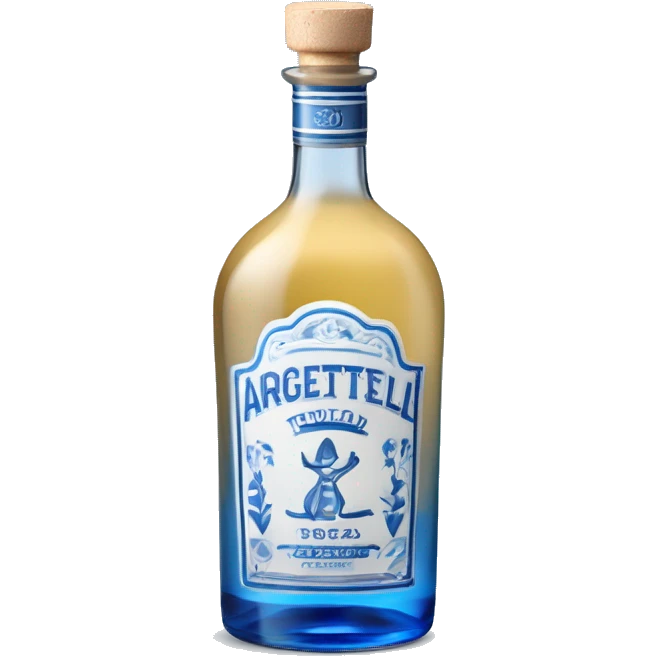 Une bouteille de tequila de classe azul, avec un bouchon argenté et des motif blanc et bleu sur la bouteille  emoji
