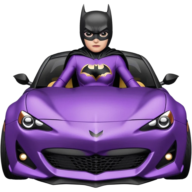 Satin black and rose gold Batman and 60’s Batgirl themed Scion FR-S hot rod (tight fitting purple suit) emoji