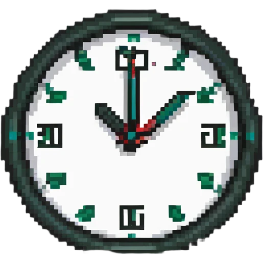 pixel art of a clock and exam paper, symbolizing exam time emoji