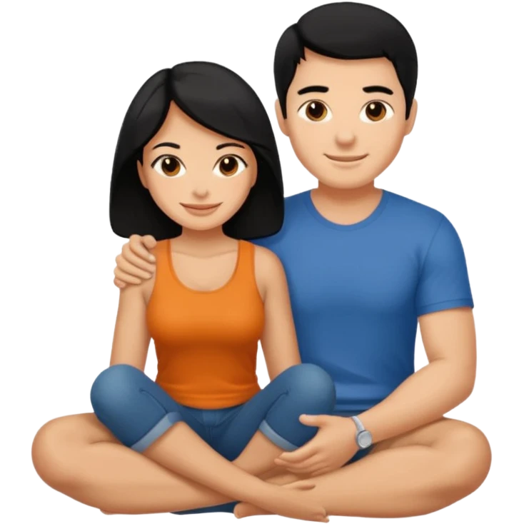 Woman squatting on sitting man’s lap emoji