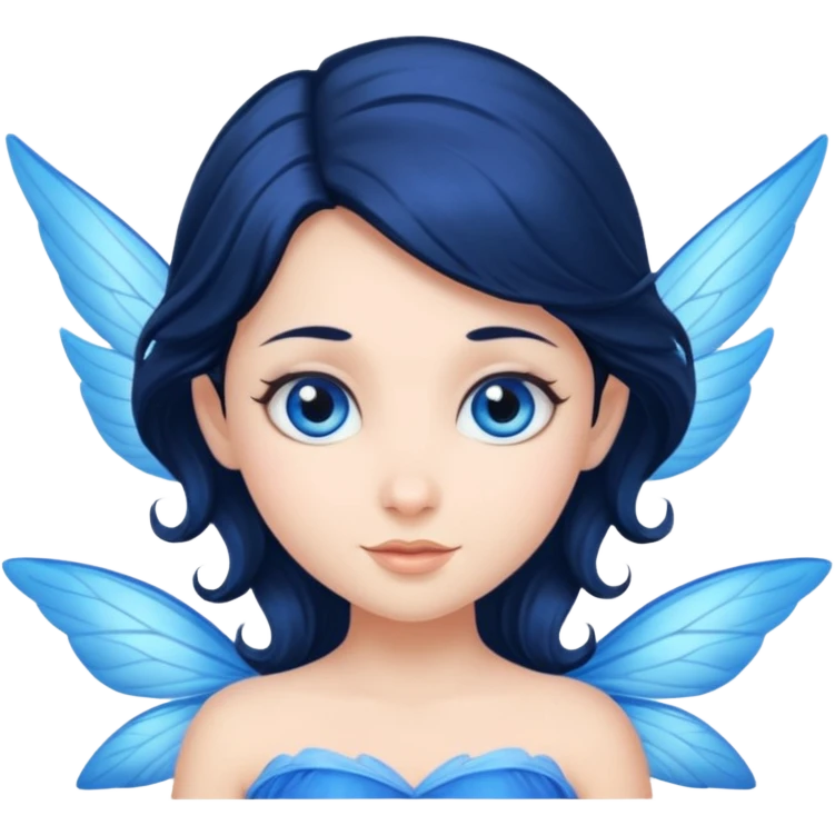 Flying blue fairy with dark hair and blue eyes emoji