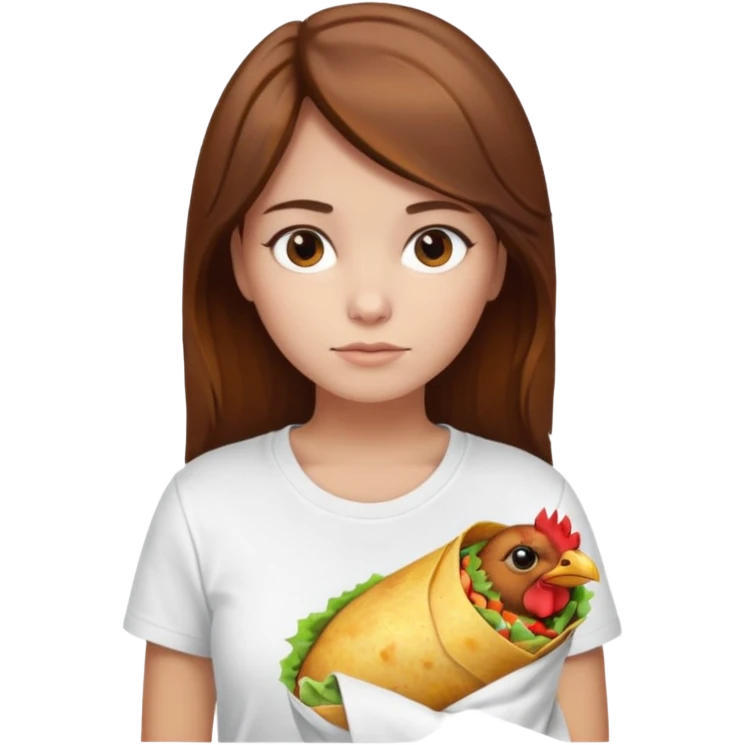 Girl with brown hair "resting chicken burrito face" emoji