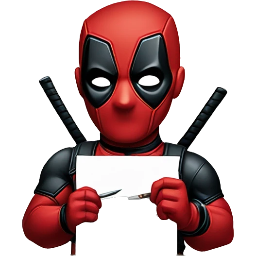 cute deadpool painting a painting emoji