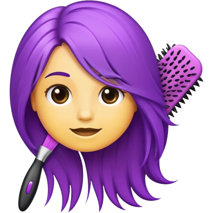 purple hair brush with hair strands, Apple iOS style emoji emoji